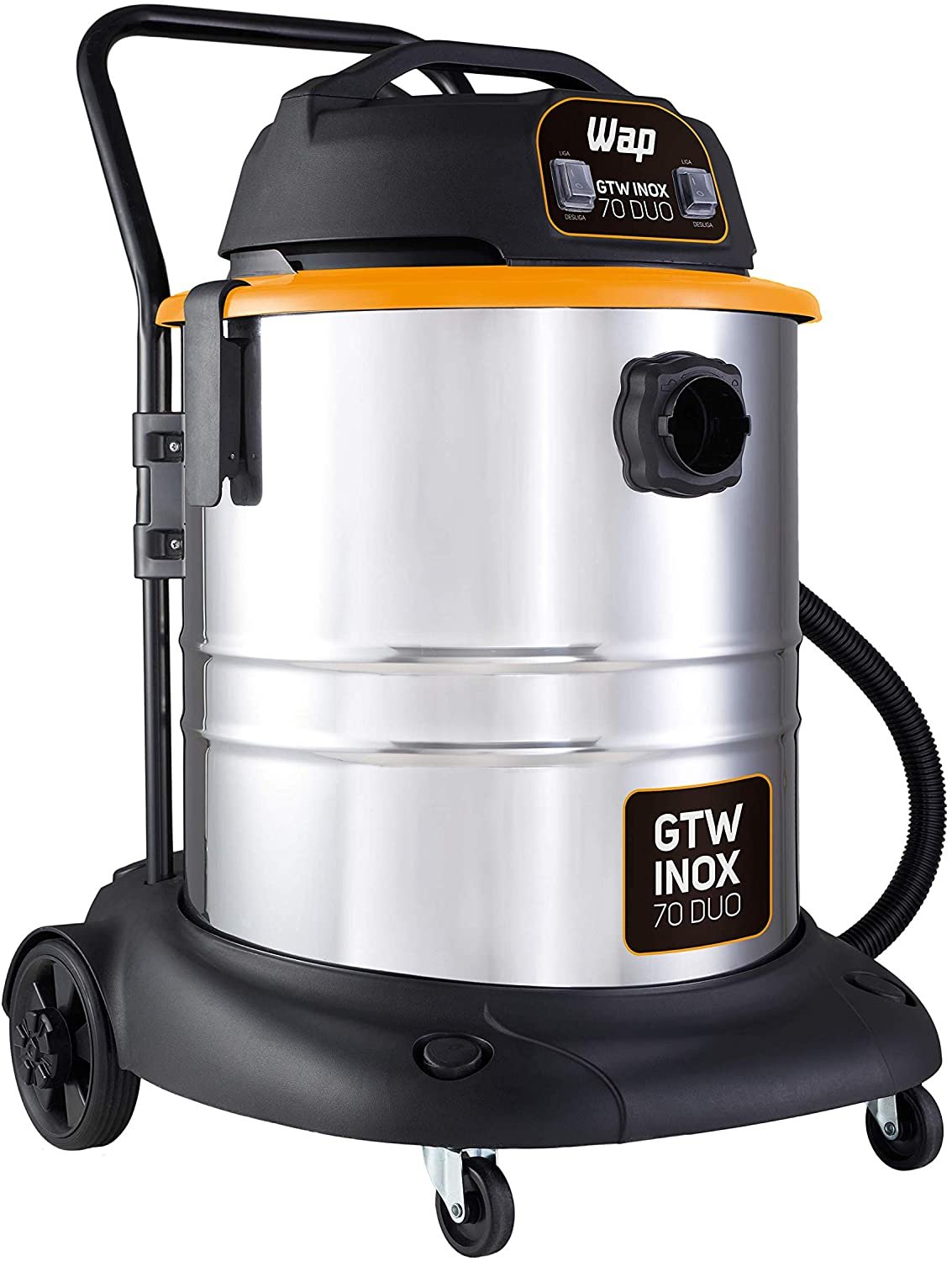 Aspirador de Pó e Água Profissional WAP GTW INOX 50 1600W 50 Litros 180 mbar Barril Aço Inox Soprador 127V